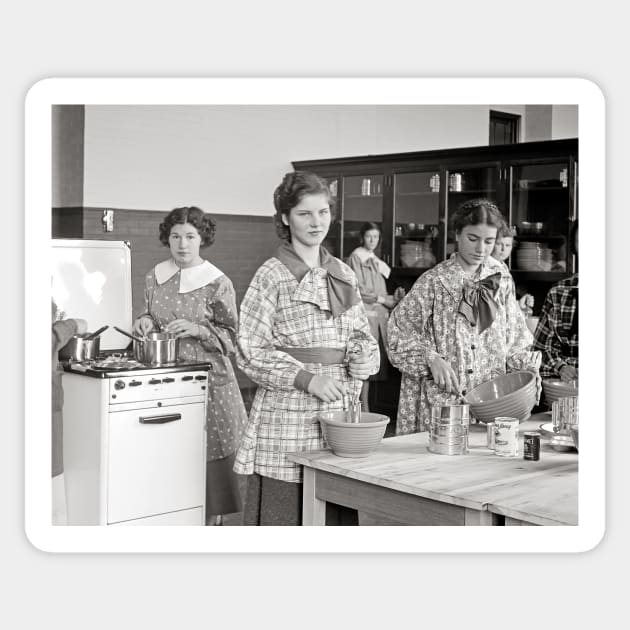 Cooking Class, 1935. Vintage Photo Sticker by historyphoto